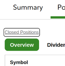 A screenshot of the Fidelity page showing the link saying Closed Positions